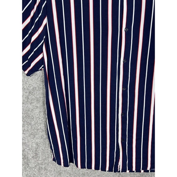 Denim & Flower Ricky Singh Blue Striped Short Sleeve Button Up Shirt Men Size XL - Picture 7 of 13